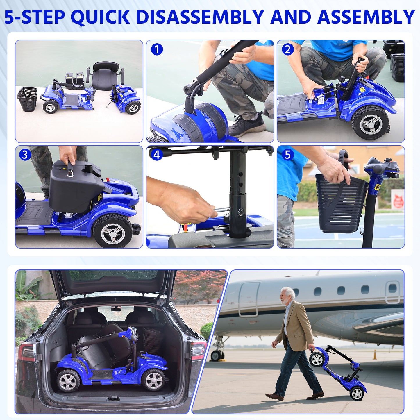 Folding 4 Wheel Electric Scooter 250W Range 15.5 Miles