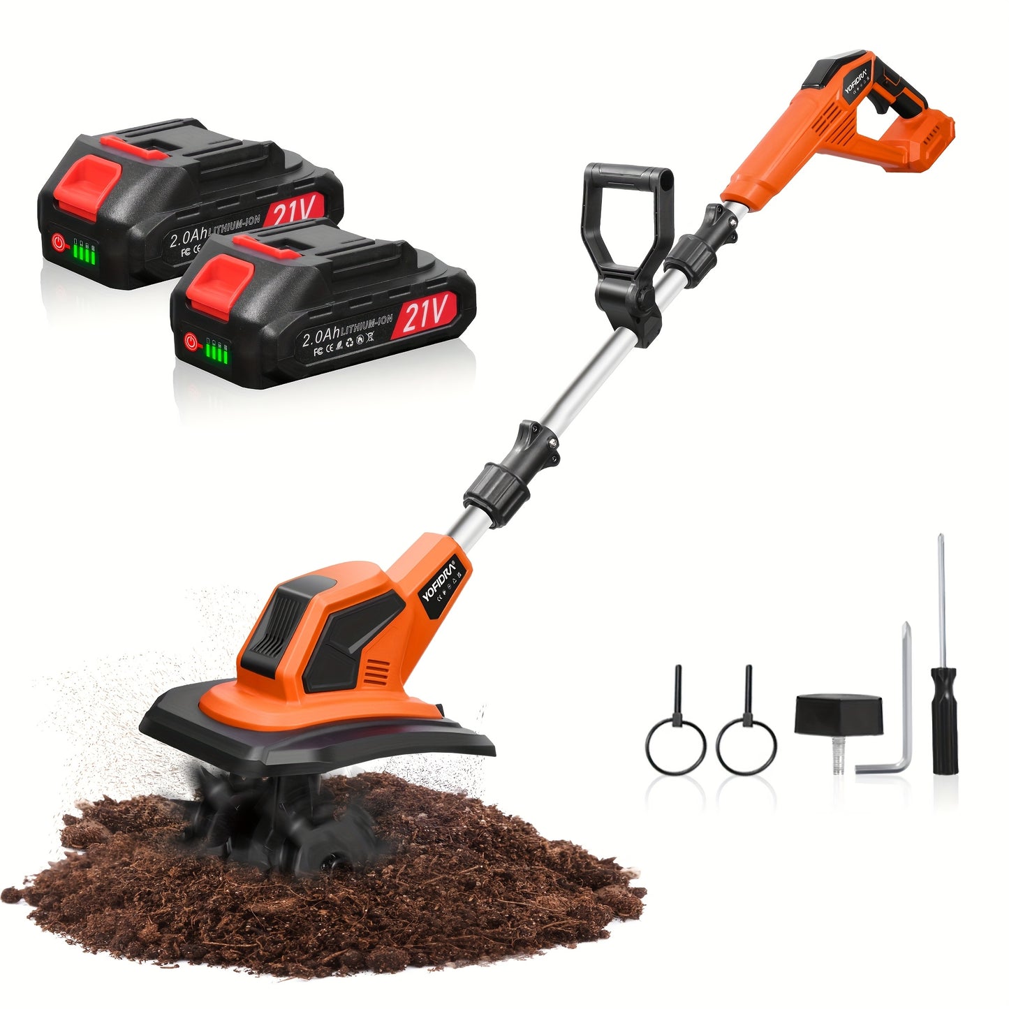 21V Cordless Tillage Machine With Two Batteries And Charger