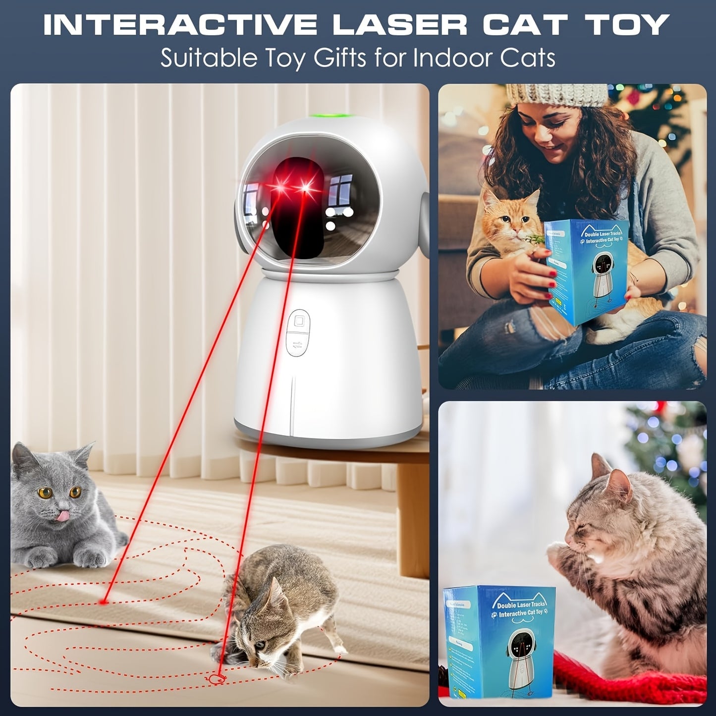 Indoor Cat Laser Toy Rechargeable Dual Laser Modes for Fun