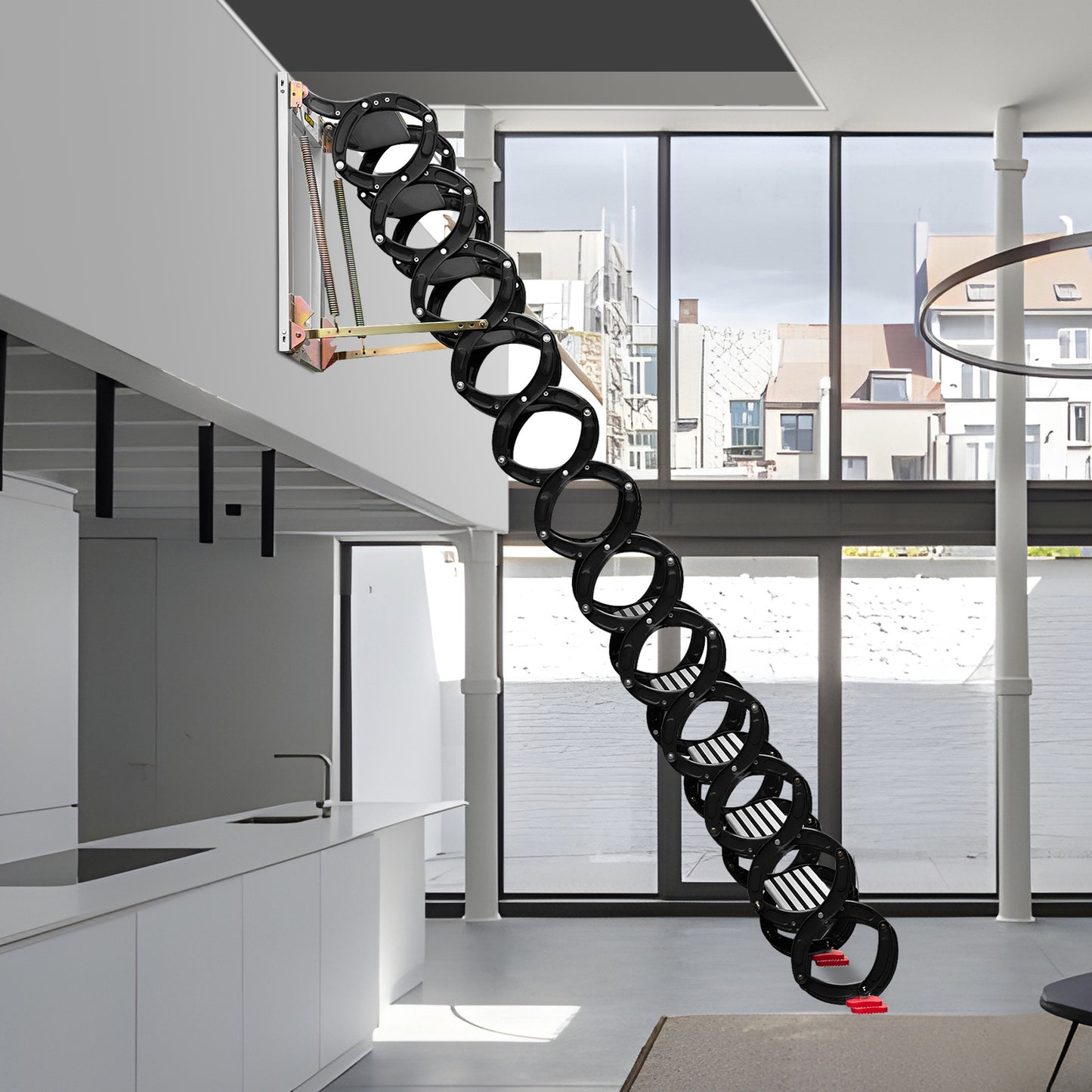 VEVOR Retractable Attic Ladder with Armrests for Easy Access