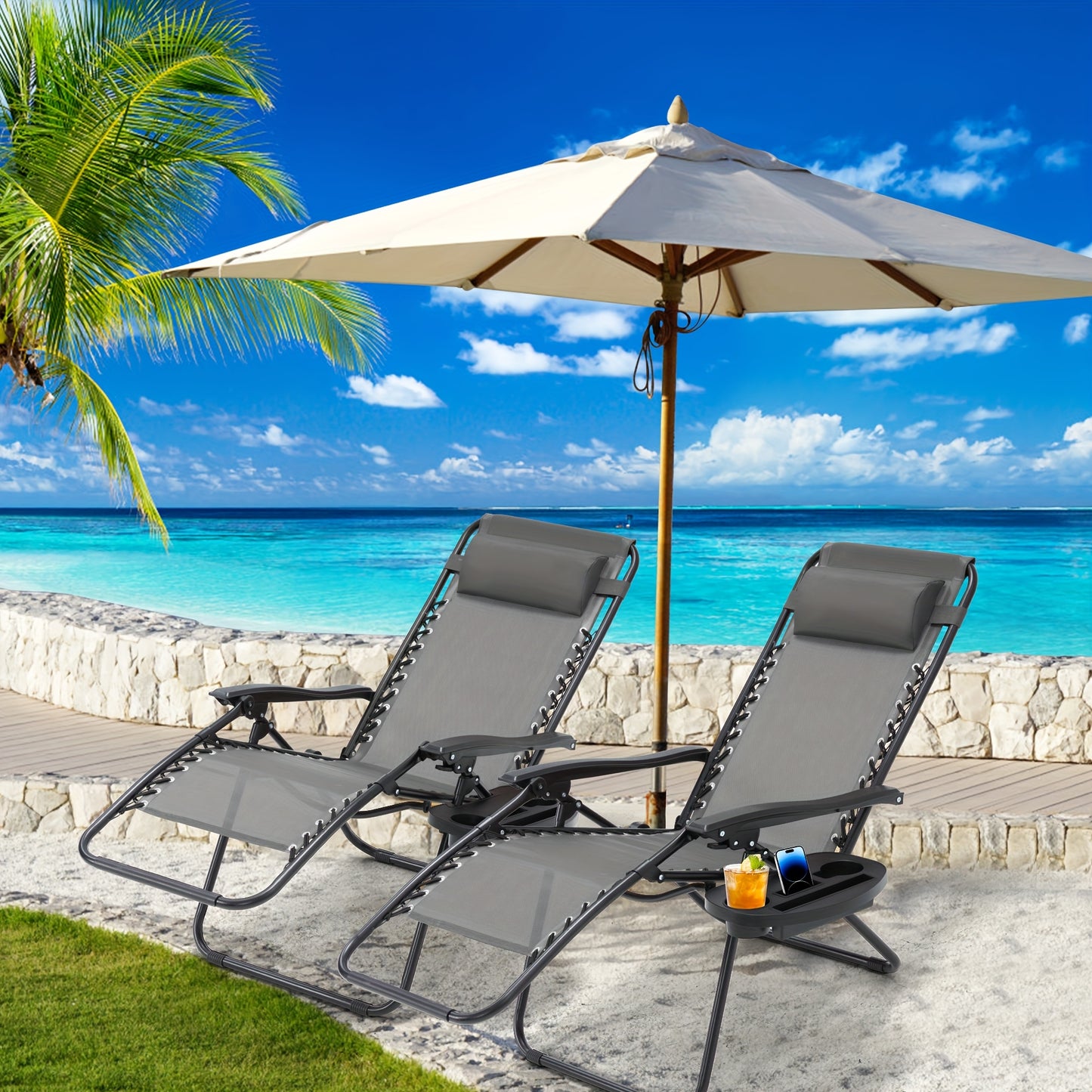 Zero Gravity Recliner Chairs Set for Outdoor Relaxation