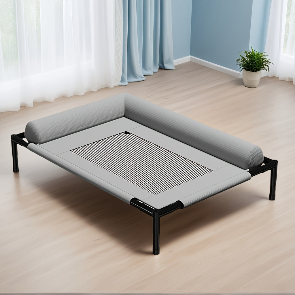 Breathable Elevated Pet Bed With Plaid Design For Dogs