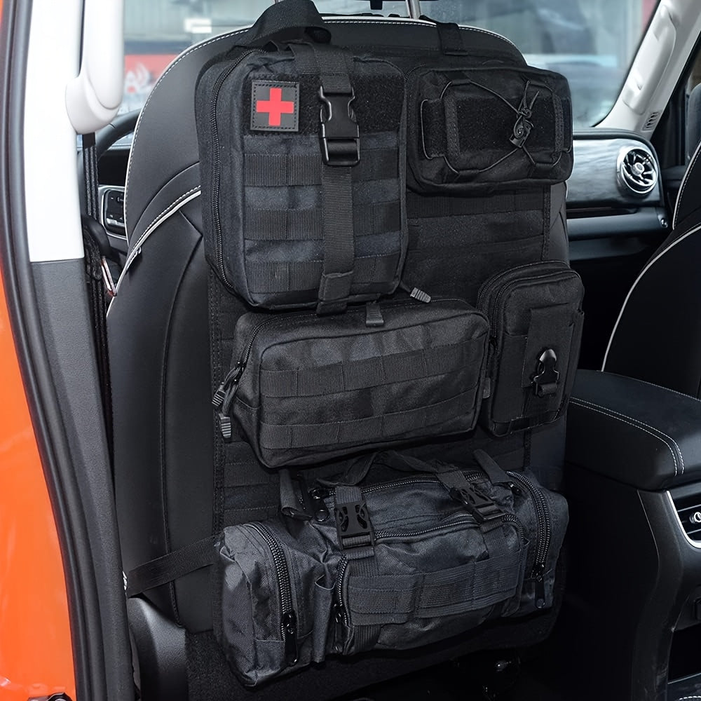 Tactical Car Seat Back Organizer with Detachable Molle Pouches