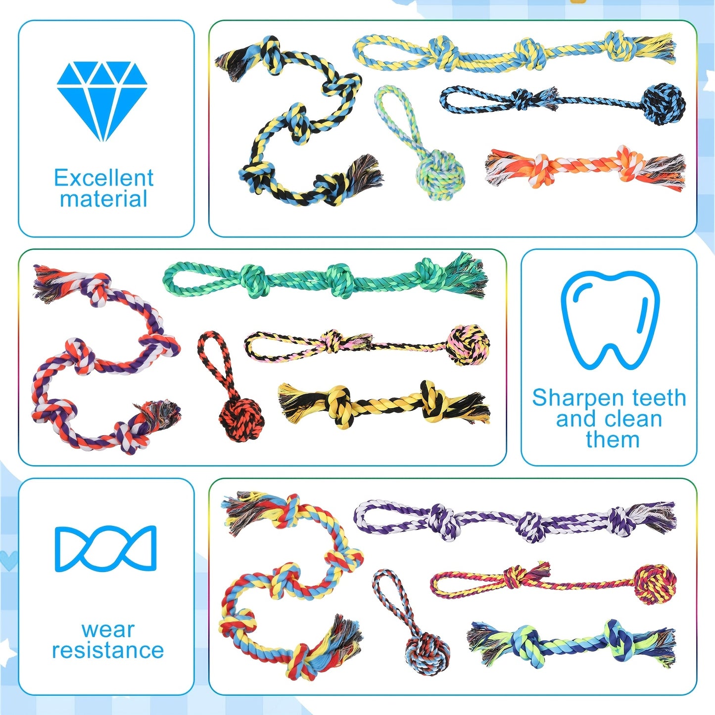 Heavy Duty Dog Rope Toys For Aggressive Chewers 15 Pack