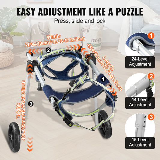 Aluminum Dog Wheelchair With Adjustable Hind Limb Support