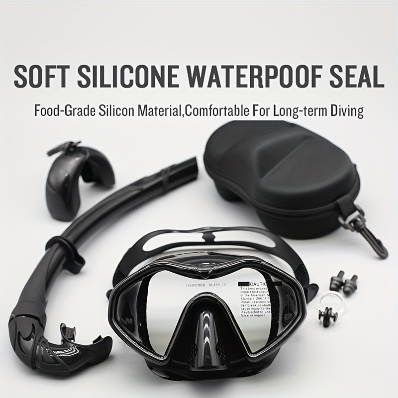 Anti Fog Waterproof Adult Snorkel Set Large View Glass Mask