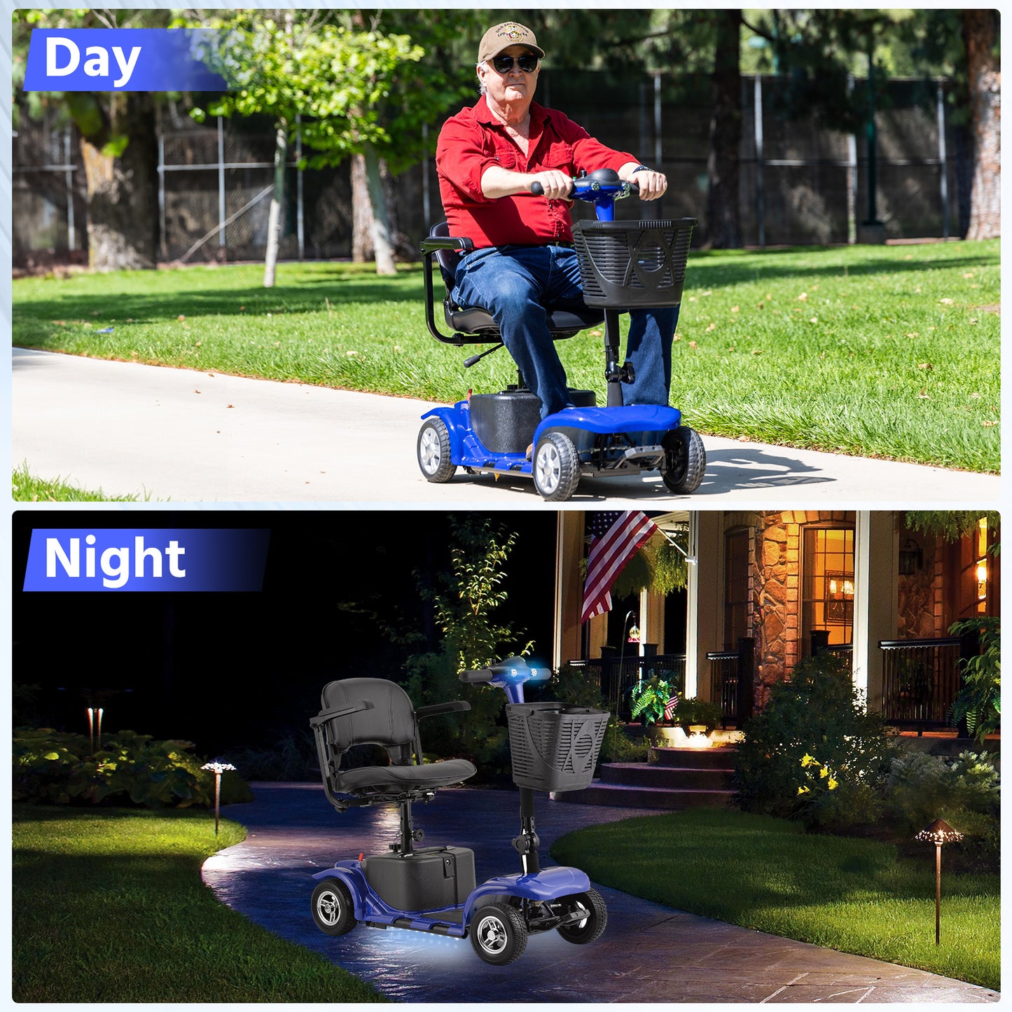 Folding 4 Wheel Electric Scooter 250W Range 15.5 Miles