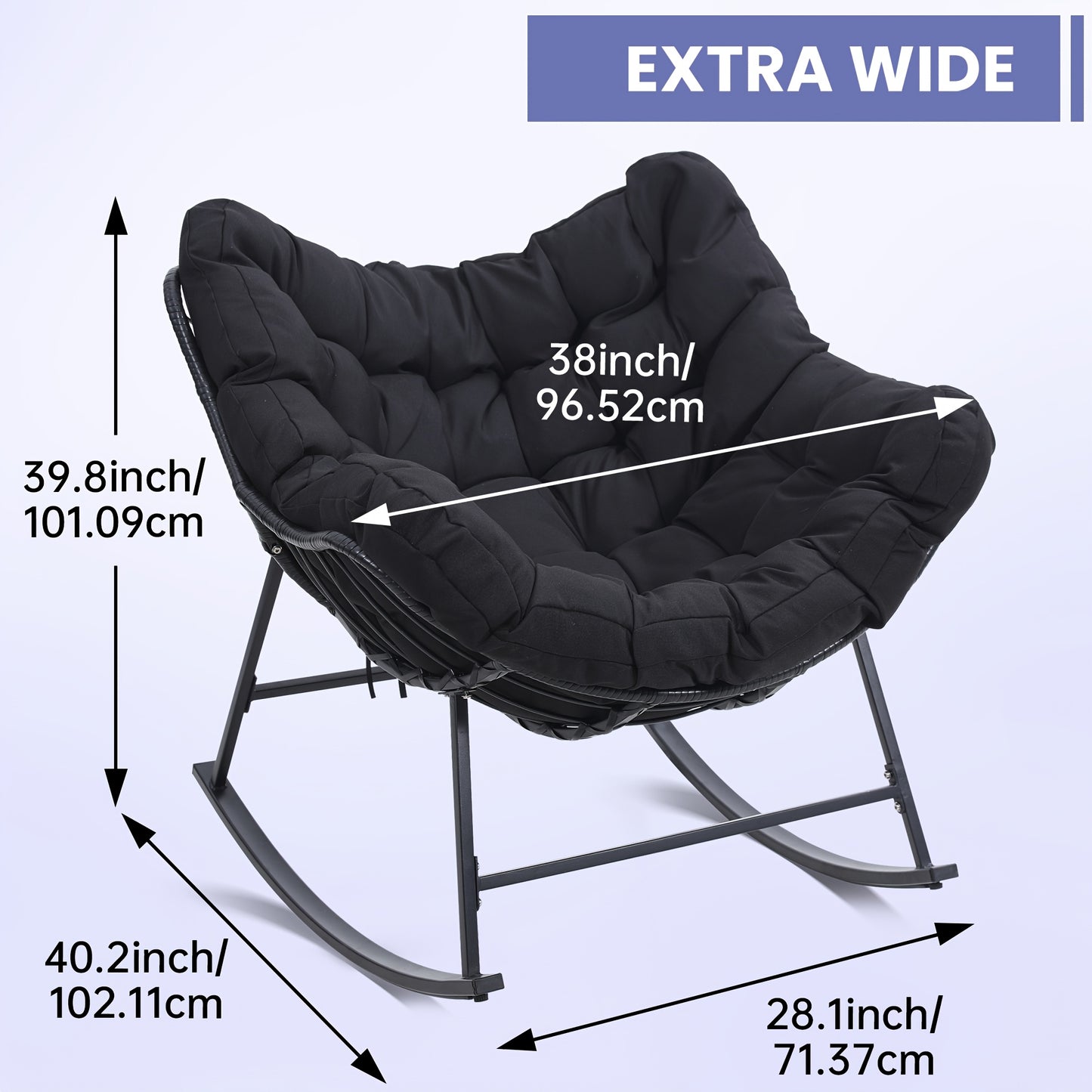 KROFEM Modern Egg Style Papasan Wicker Rocker Cushion
