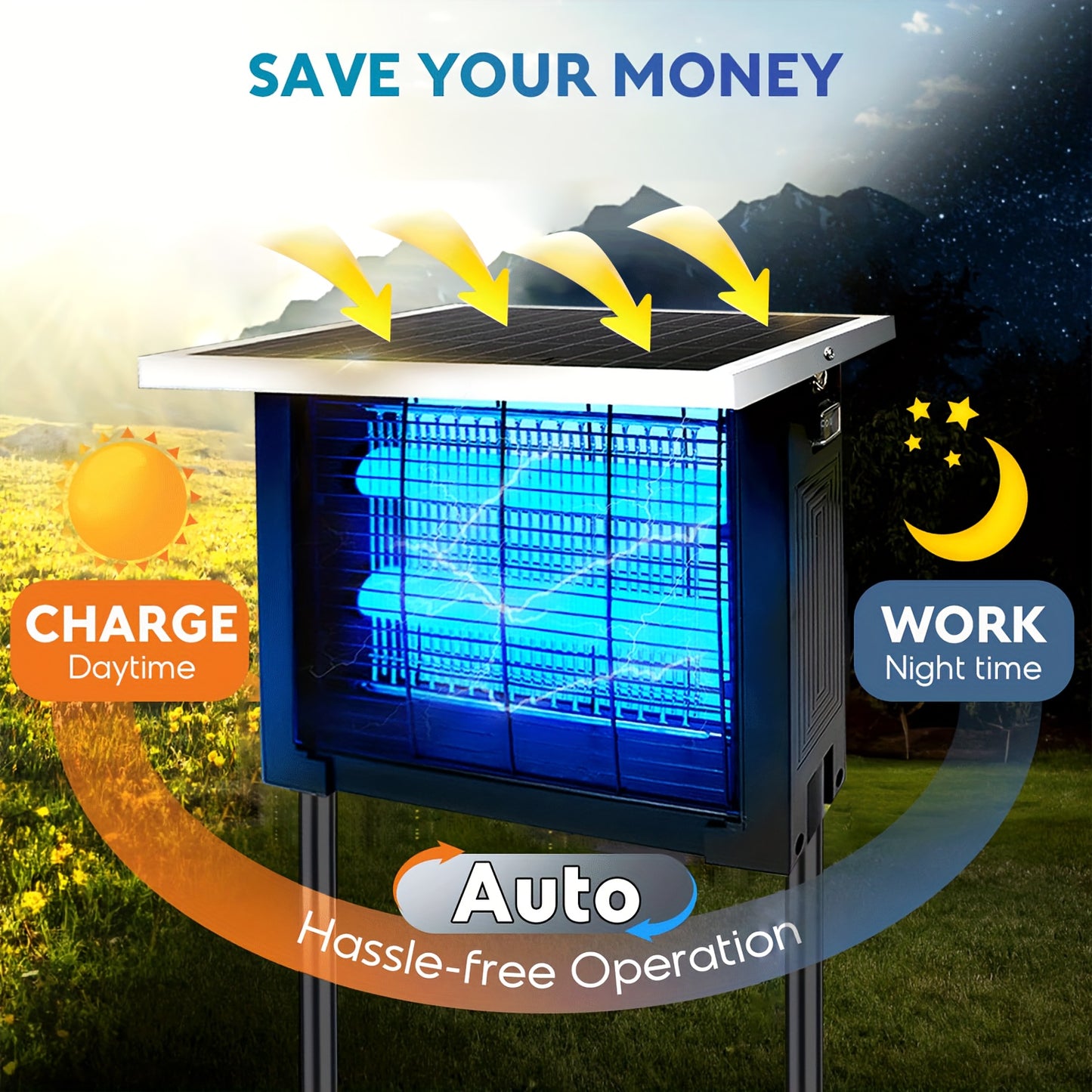Solar Bug Zapper USB Charging Dual Mode Pest Control