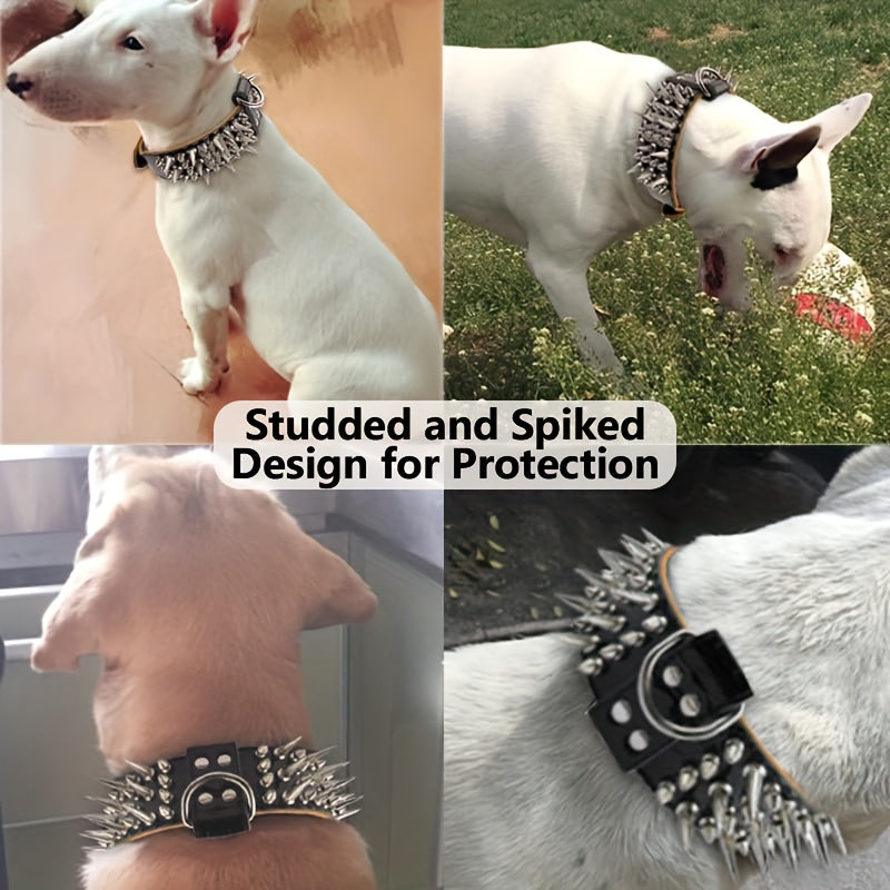 Spiked Studded Leather Dog Collar Rugged Protection