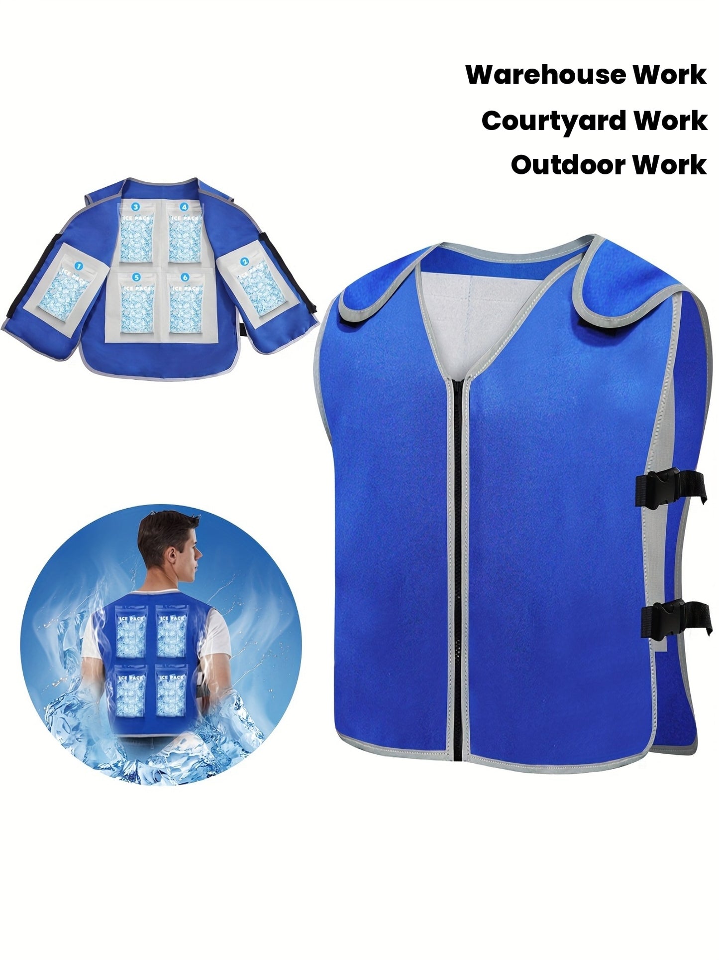 Cooling Vest With Ice Packs For Hot Weather Work Adjustable