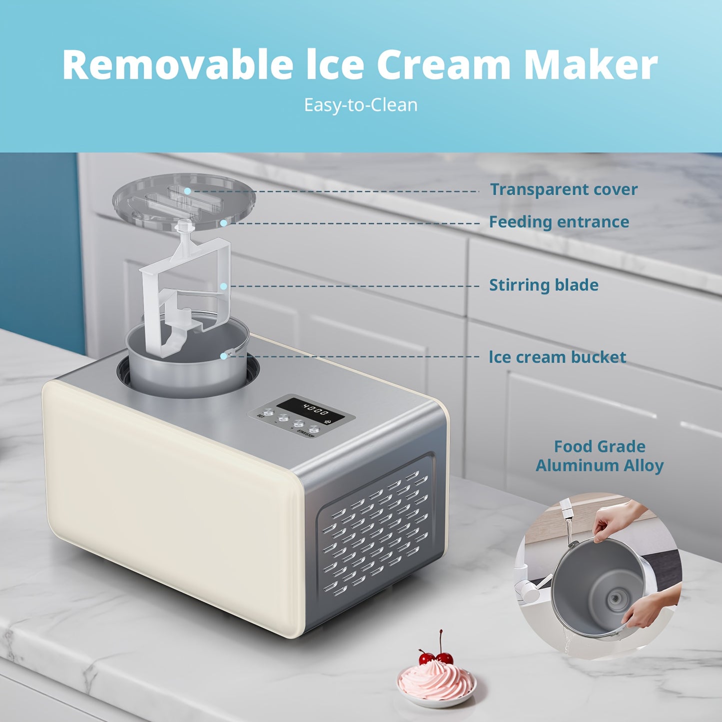 Stainless Steel Ice Cream Maker With Compressor And Timer