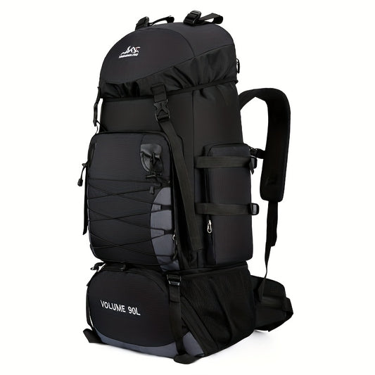 90L Travel Backpack Durable Polyester Plaid Pattern Pockets