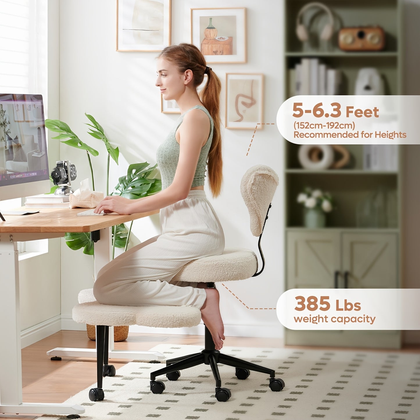 Pinmoco Ergonomic Cross Legged Meditation Chair with Wheels