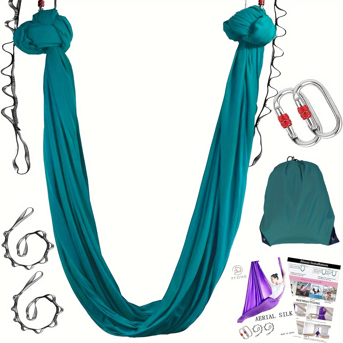 Yoga Hammock Swing Set with All Hardware for Indoor Outdoor Use
