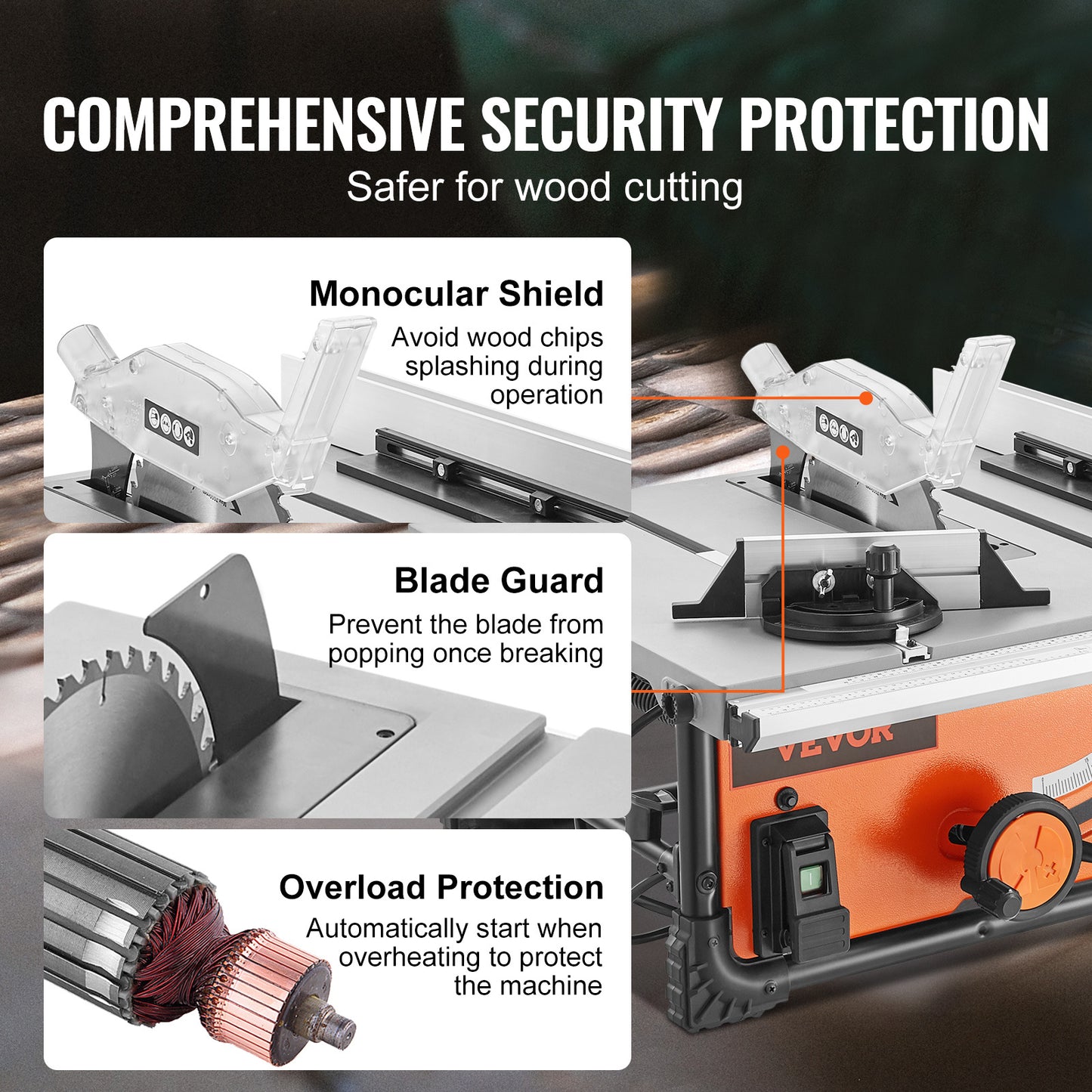 Table Saw Electric Cutting Machine 4500 RPM for Woodworking