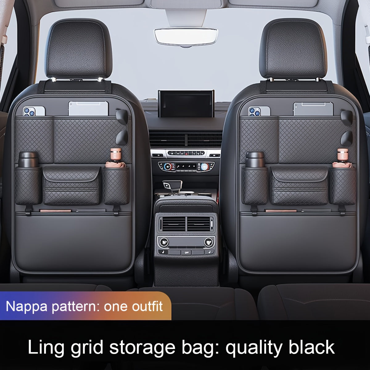 PU Leather Large Capacity Backrest Storage Bag Car Seat Organizer