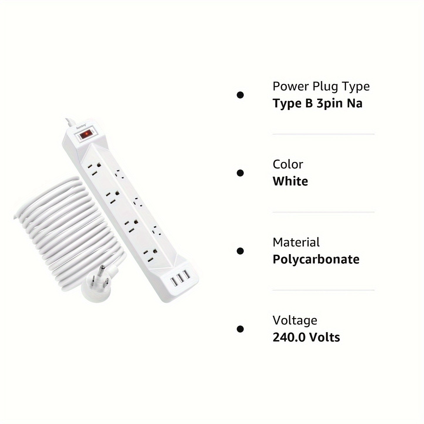 Power Strip Surge Protector With USB Ports And Mountable