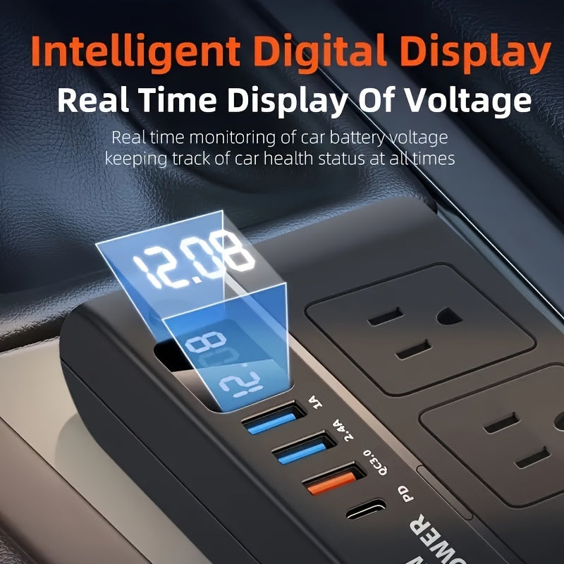 200W Car Inverter DC 12V to 110V USB 3 Ports Type C