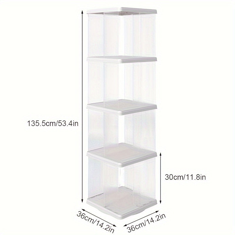 Rotating Corner Bookshelf 4 Tier Floor Standing Organizer