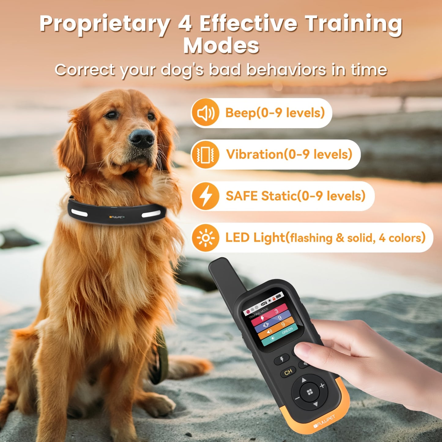 Wireless Dog Fence System With Remote And Adjustable Collar