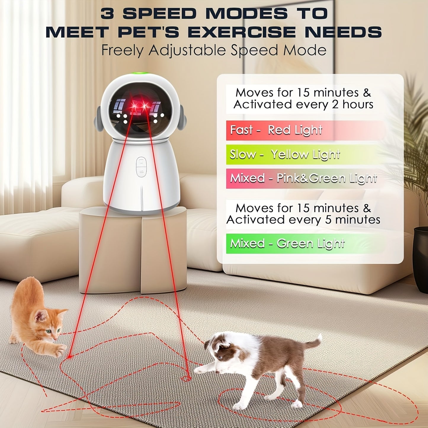 Indoor Cat Laser Toy Rechargeable Dual Laser Modes for Fun