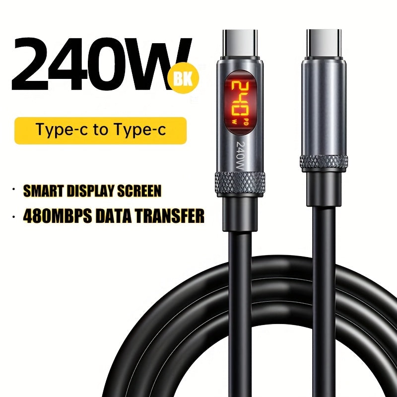 240W Fast Charging USB C Cable With Real Time Display
