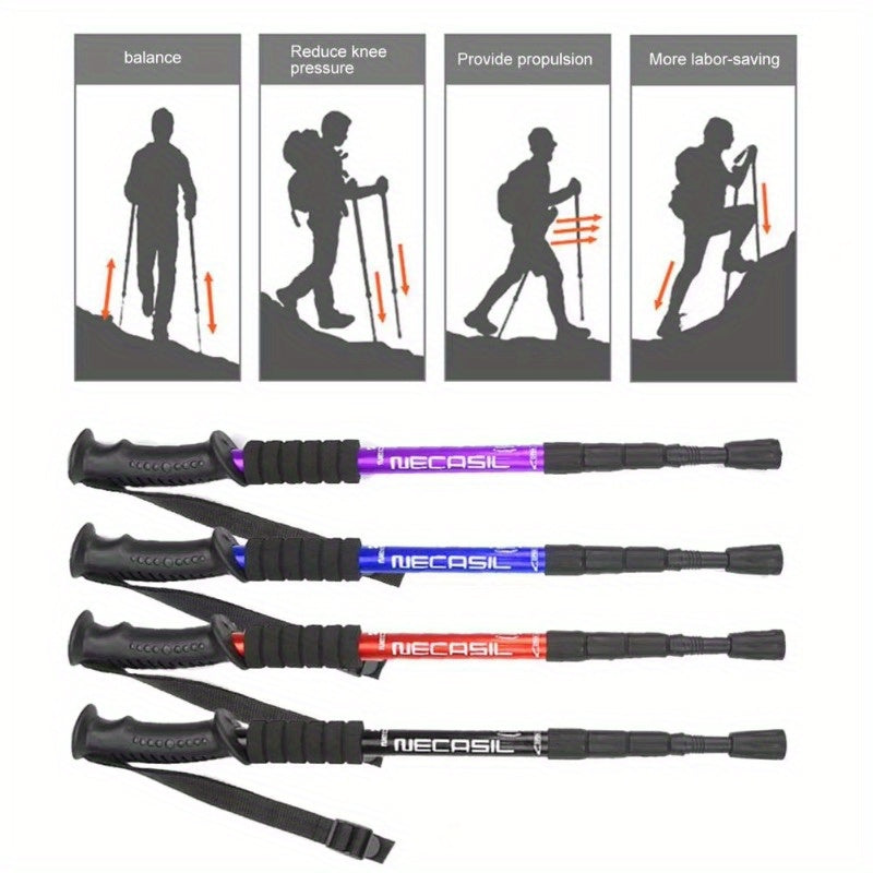 Ultralight 4 Section Telescopic Trekking Poles Aluminum