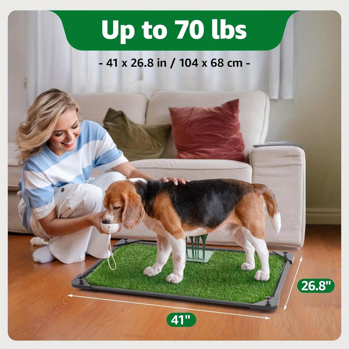 Dog Training Pads with Tray and Pee Baffle Reusable Grass