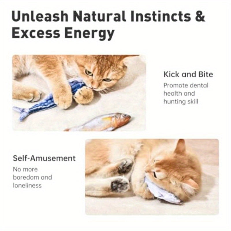 3 Pack Realistic Flopping Fish Cat Toys USB Rechargeable
