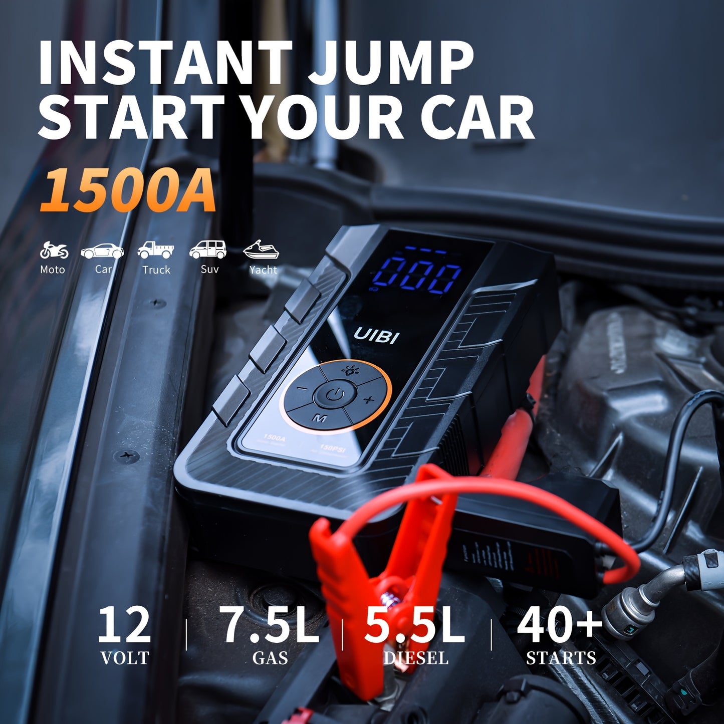 Portable Car Jump Starter And Tire Inflator For Road Trips