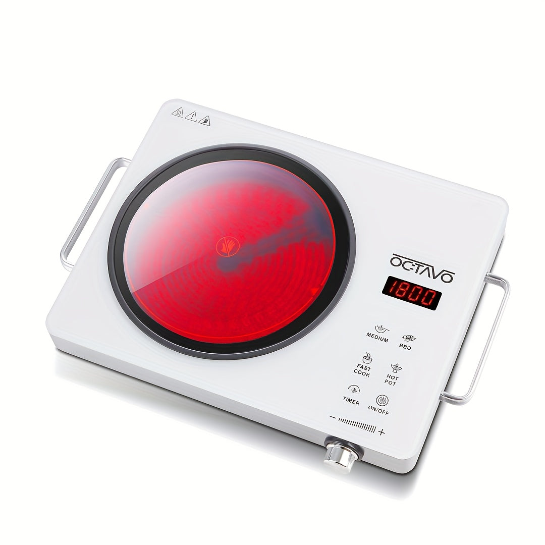 1800W Portable Infrared Burner With Timer And Glass Cooktop