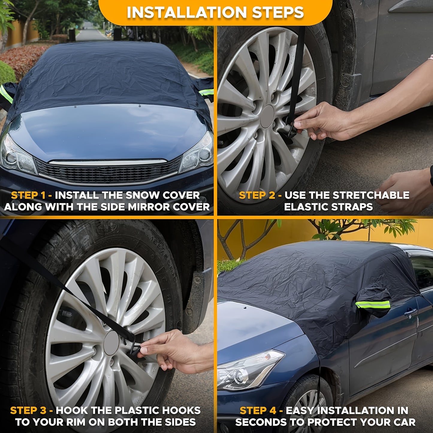 Universal Car Snow Shield Three In One Magnetic Mirror Cover