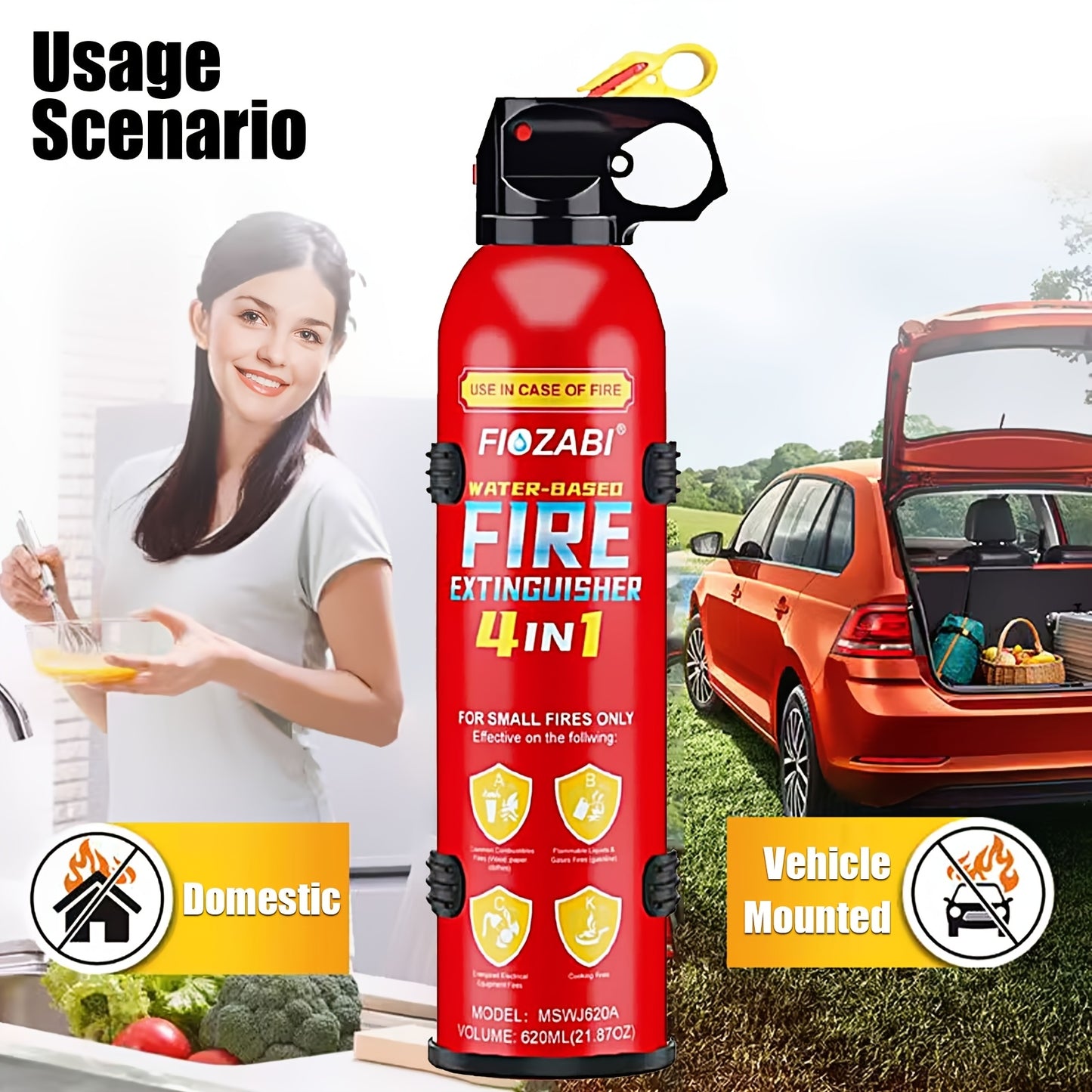 Portable Fire Extinguisher 4 In 1 For Home Garage Car