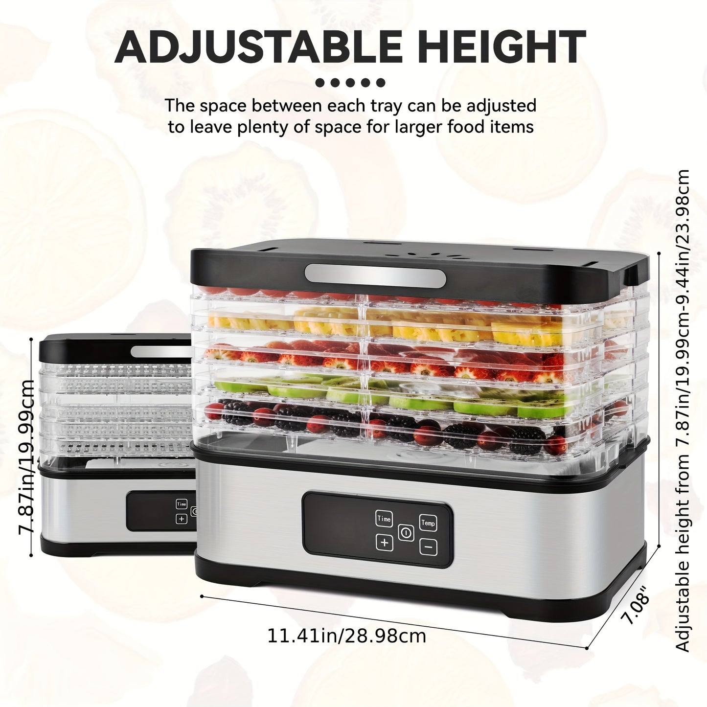 Food Dehydrator With Digital Timer Thermostat In Heavy Duty Stainless