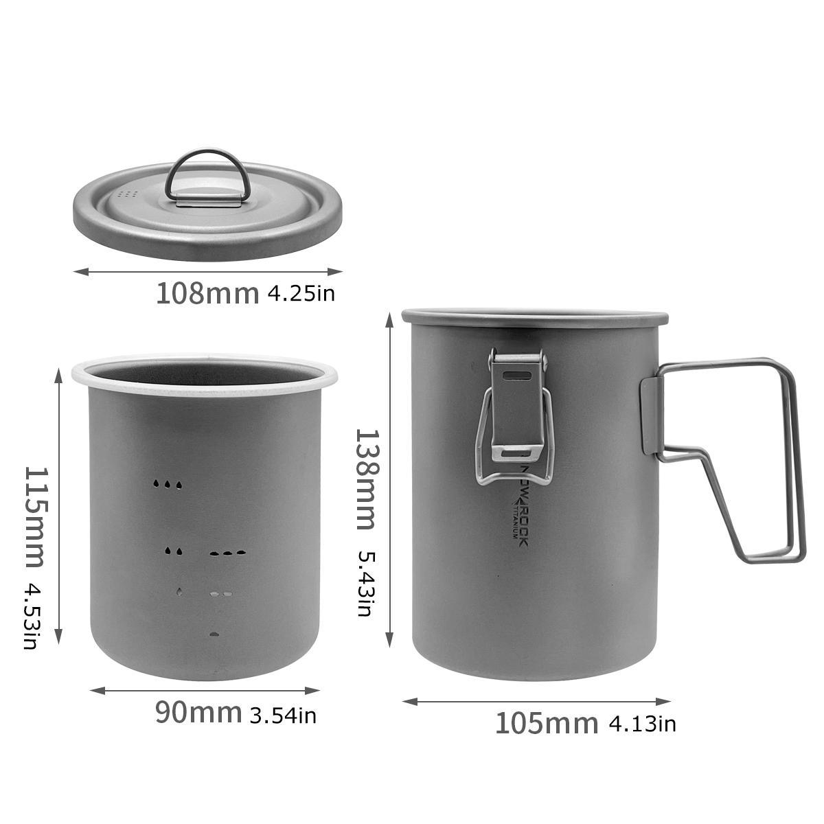Lightweight Titanium Camping Pot with Folding Handle for Outdoor Cooking