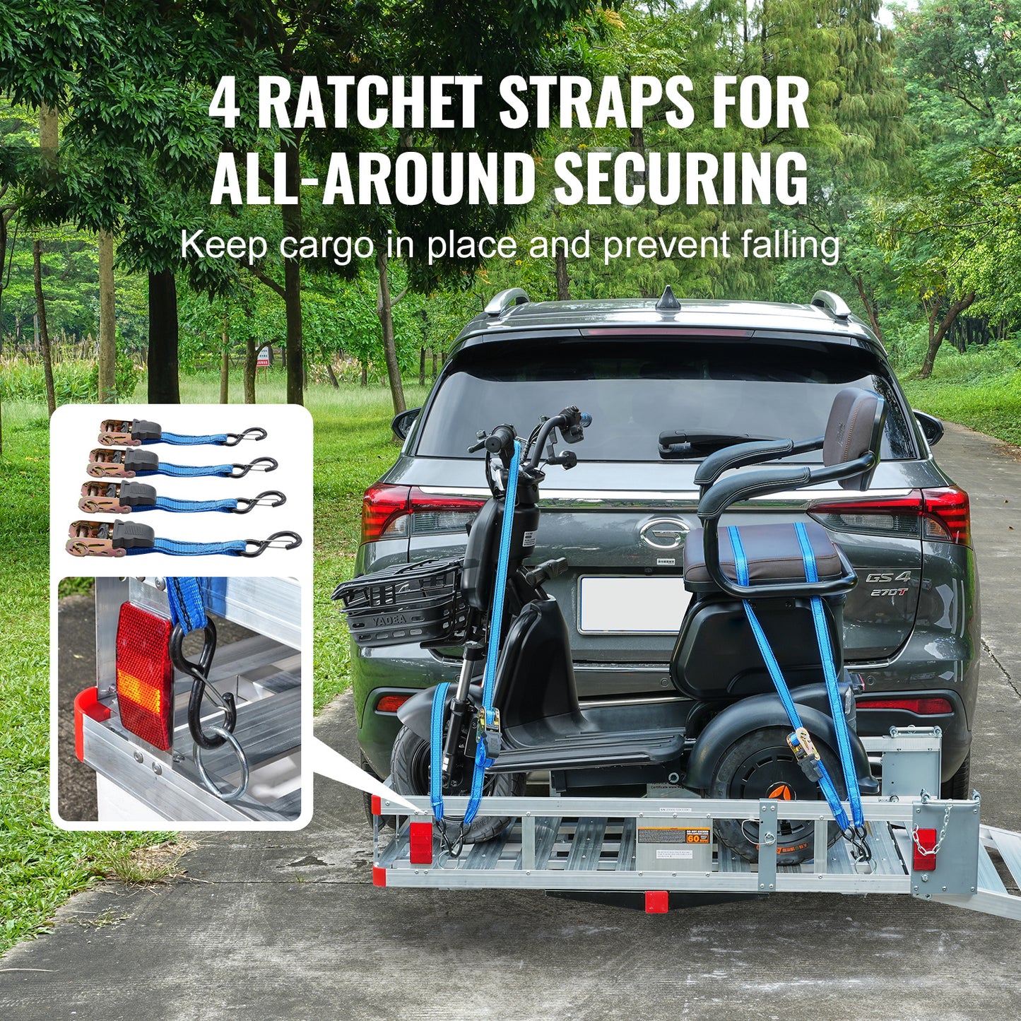 VEVOR Hitch Mount Cargo Carrier for Mobility Scooters and Wheelchairs