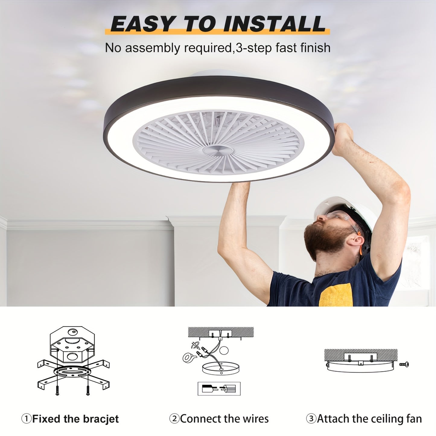 Sleek Flush Mount Ceiling Fan with LED Light and Remote