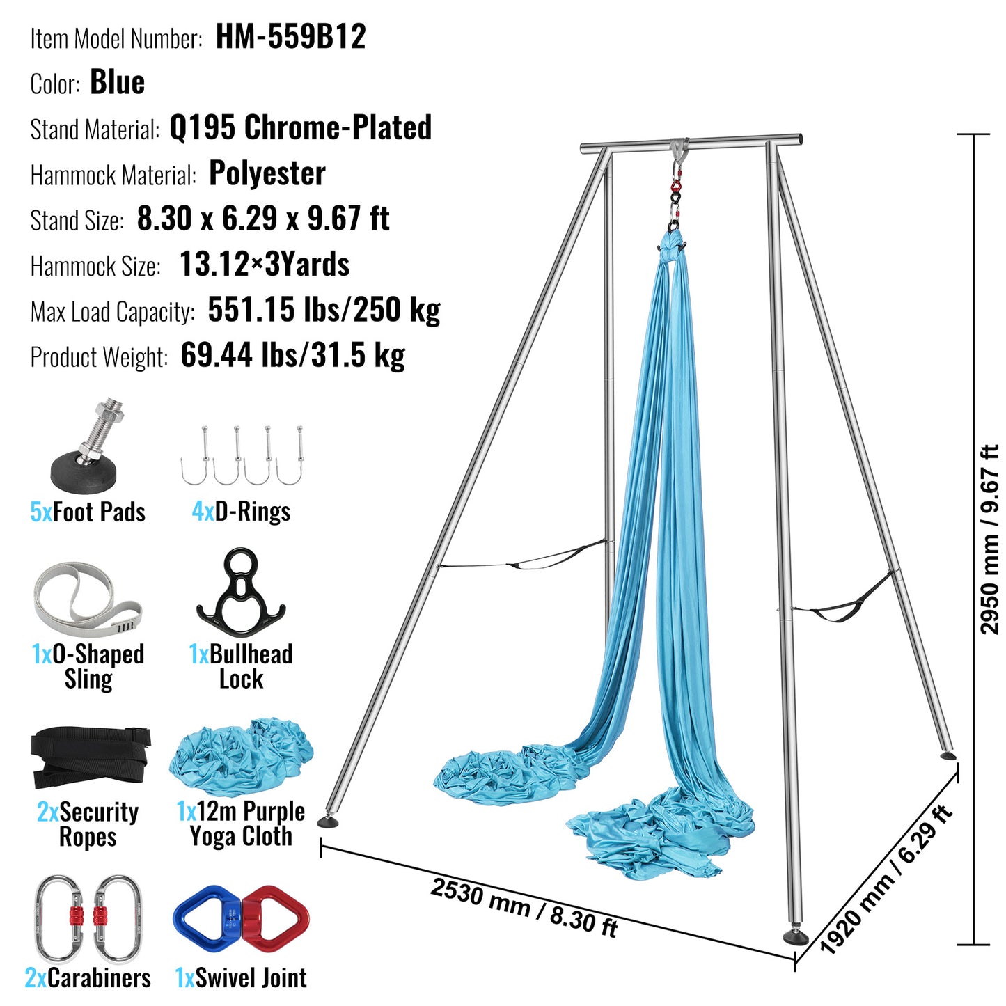 VEVOR Aerial Yoga Frame with Professional Yoga Hammock