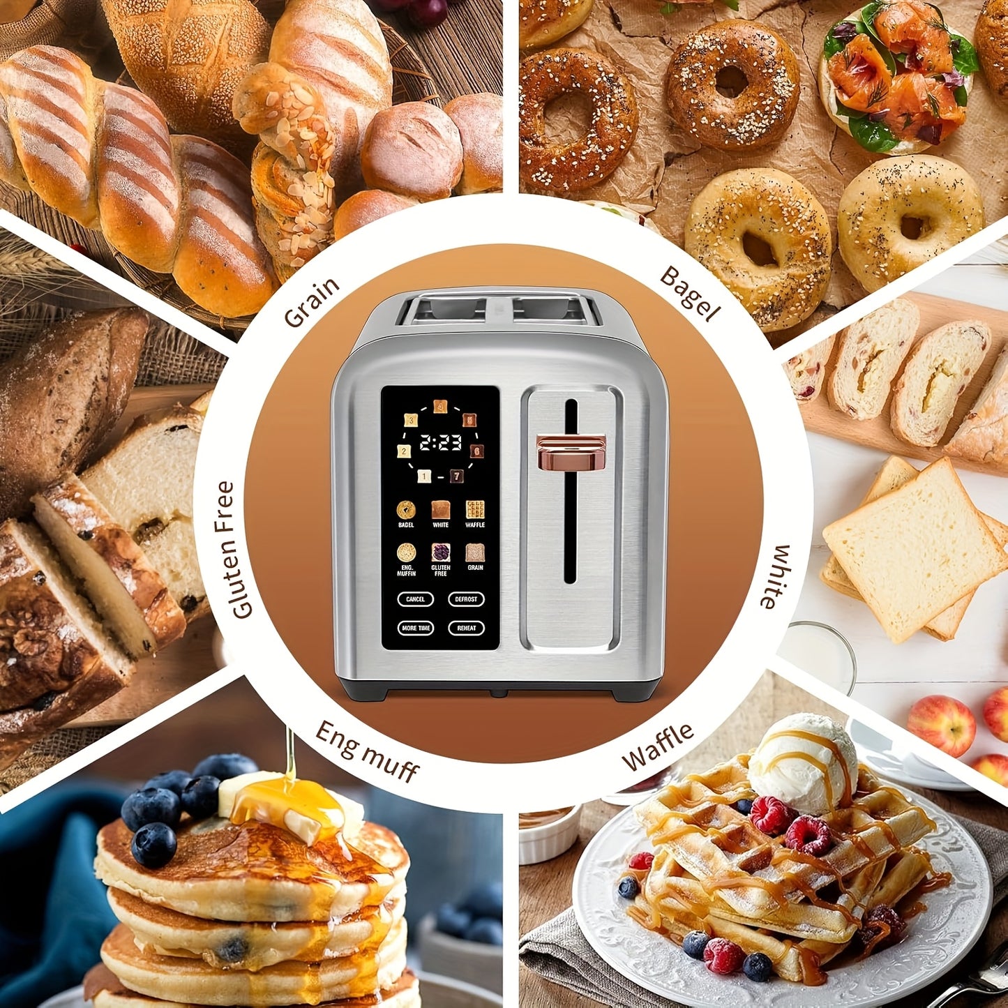 Touch Screen Stainless Steel Smart Toaster For Bagels