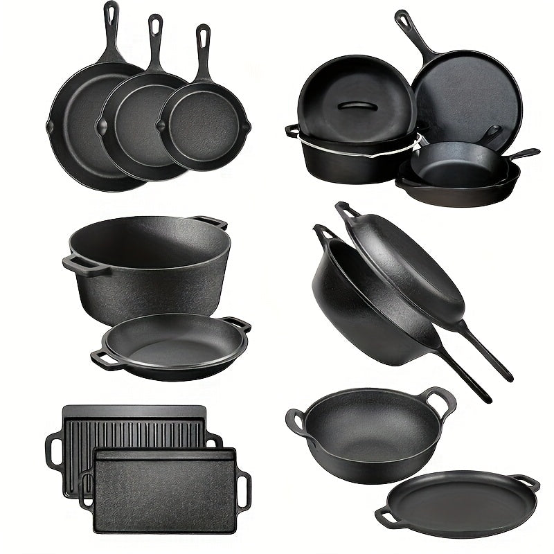 Cast Iron Skillets Set with Dutch Oven and Griddles Cookware