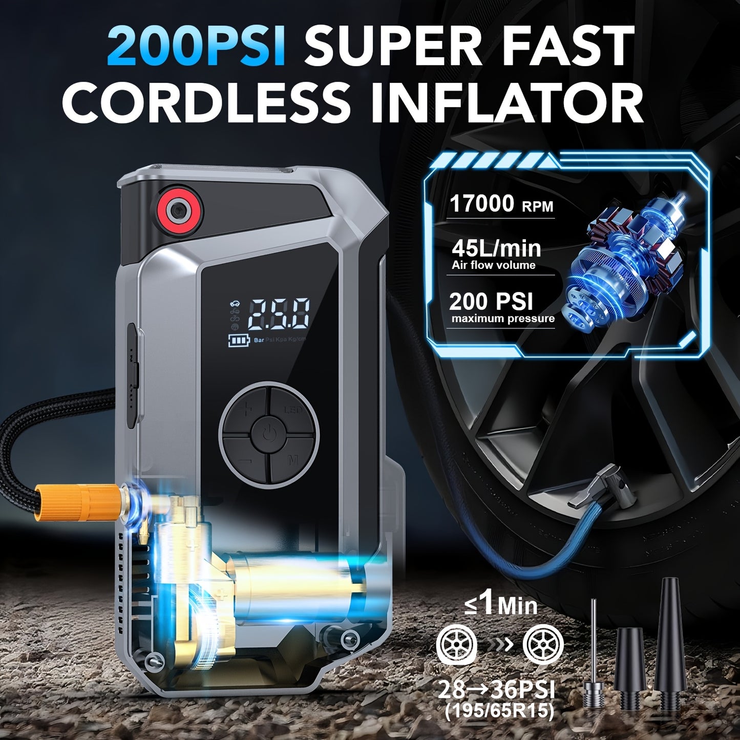 10000A Car Jump Starter With Air Compressor And Power Pack