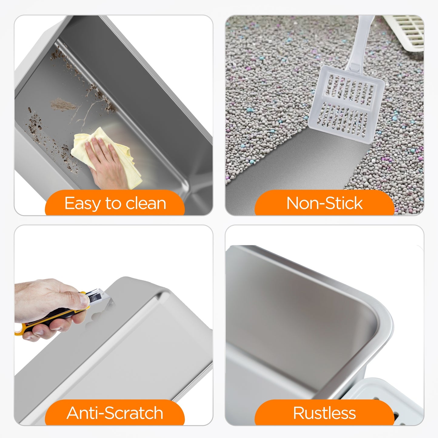 CITYLIFE Extra Large Stainless Steel Enclosed Cat Litter Box