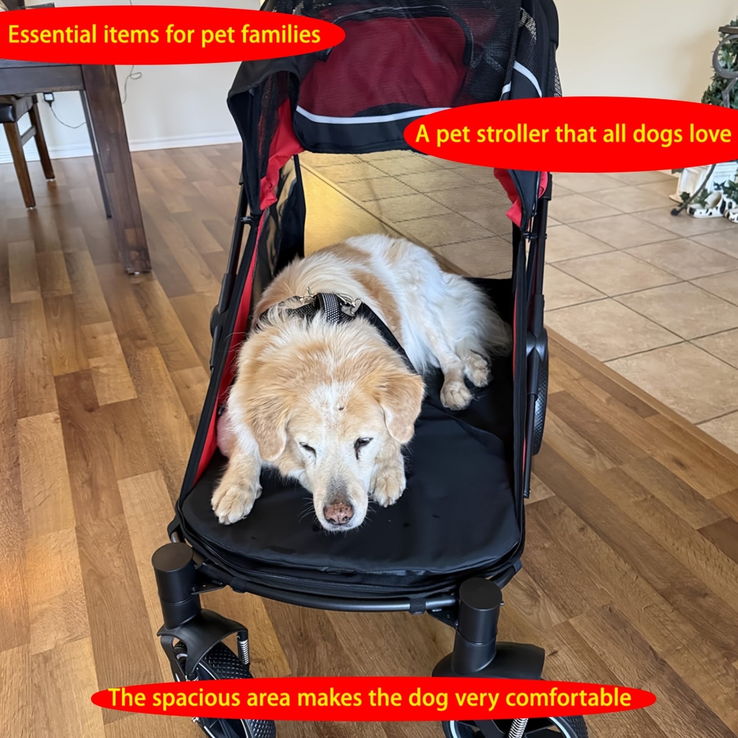 Heavy Duty Dog Carrier Stroller With Folding Wheels
