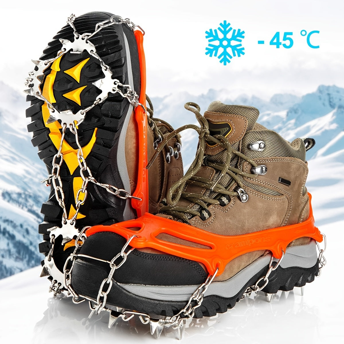 Ground Grip Crampons With Stainless Steel Spikes For Boots