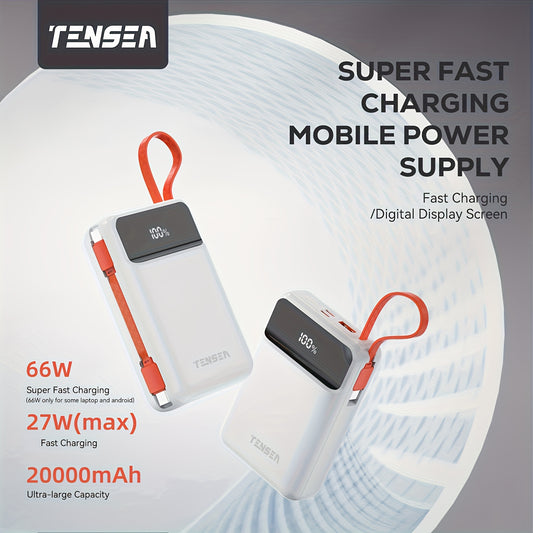 High Capacity Pocket Power Bank 20000mAh USB Type C Charge