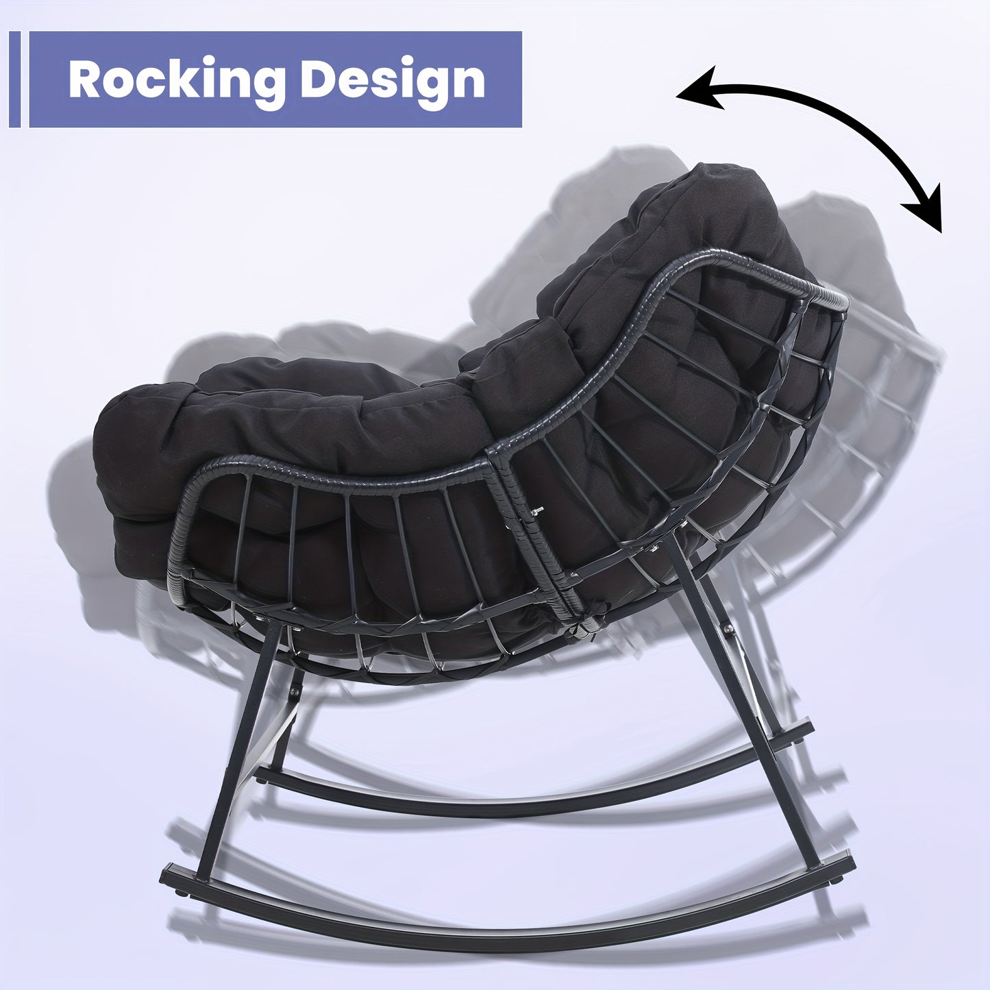 KROFEM Modern Egg Style Papasan Wicker Rocker Cushion