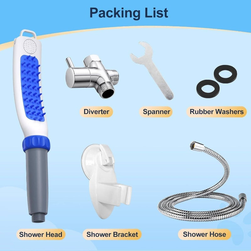 Dog Shower Attachment With Bristles Deshedding Massaging Hose