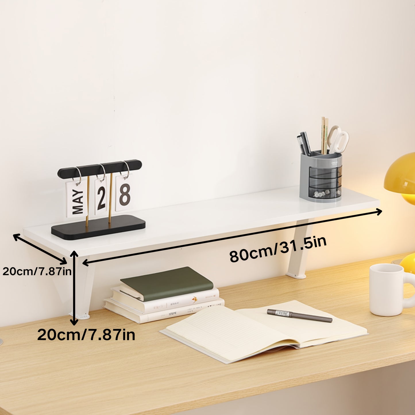 Floating Desk Shelf No Drill Mount Multilevel Organizer