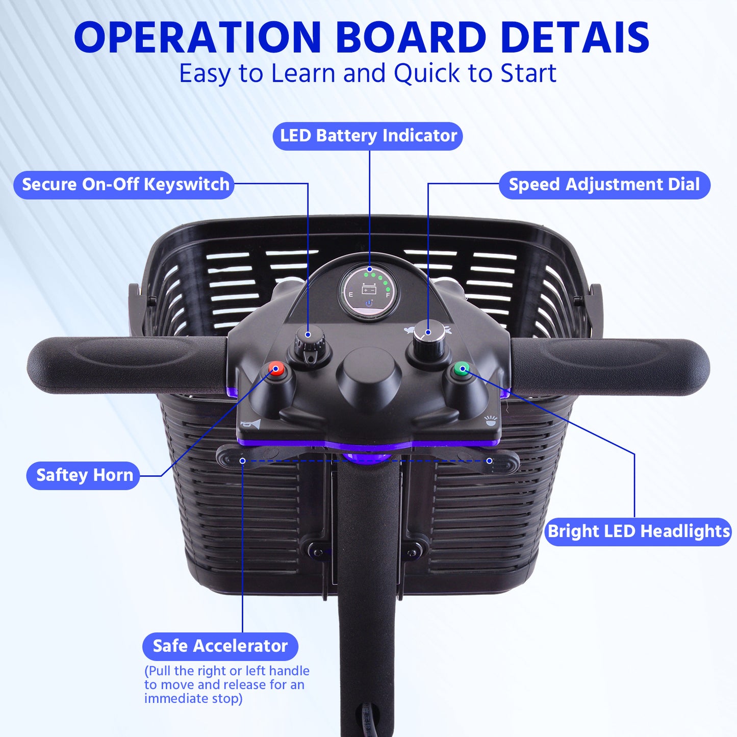 Folding 4 Wheel Electric Scooter 250W Range 15.5 Miles